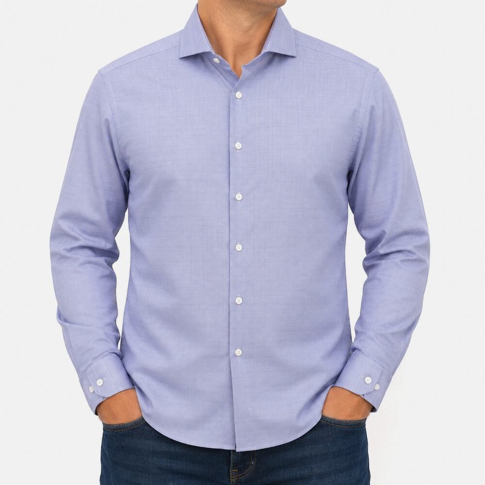Eton Dress Shirt Mens 17 43 Purple Contemporary Long Sleeve Classic Button-Up